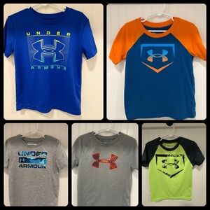 Set of 5 Under Armour Little Kids' Tees - Blue, Orange, Gray, Green sizes 4 & 5